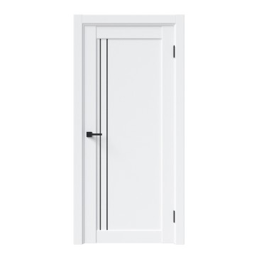 Межкомнатная дверь GM-2, вайт кристалл, черный молдинг