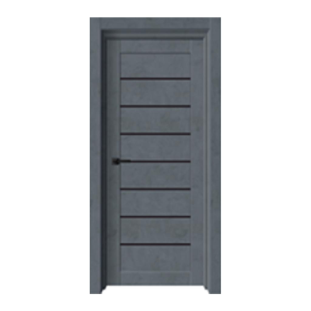 Межкомнатная дверь Grace 227, бетон темный, стекло черный лак